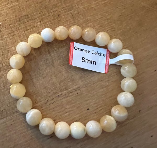 bracelet calcite orange 8 mm  qualité A origine Mexique