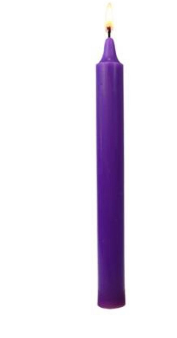 Bougie de rituel  violette teintée masse 21 cm