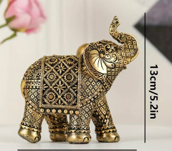 Statue éléphant doré hauteur 13 cm x 12 cm